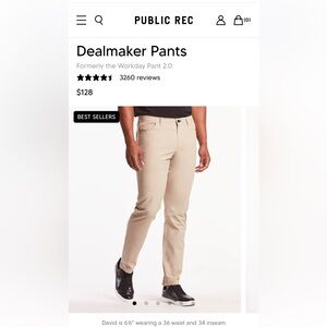Public Rec Dealmaker Pants 40/30 Khaki
